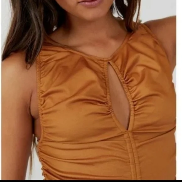 NWT Free People Ride Along Ruched Crop Tank in Cowgirl XL (Extra Large) - Picture 6 of 6